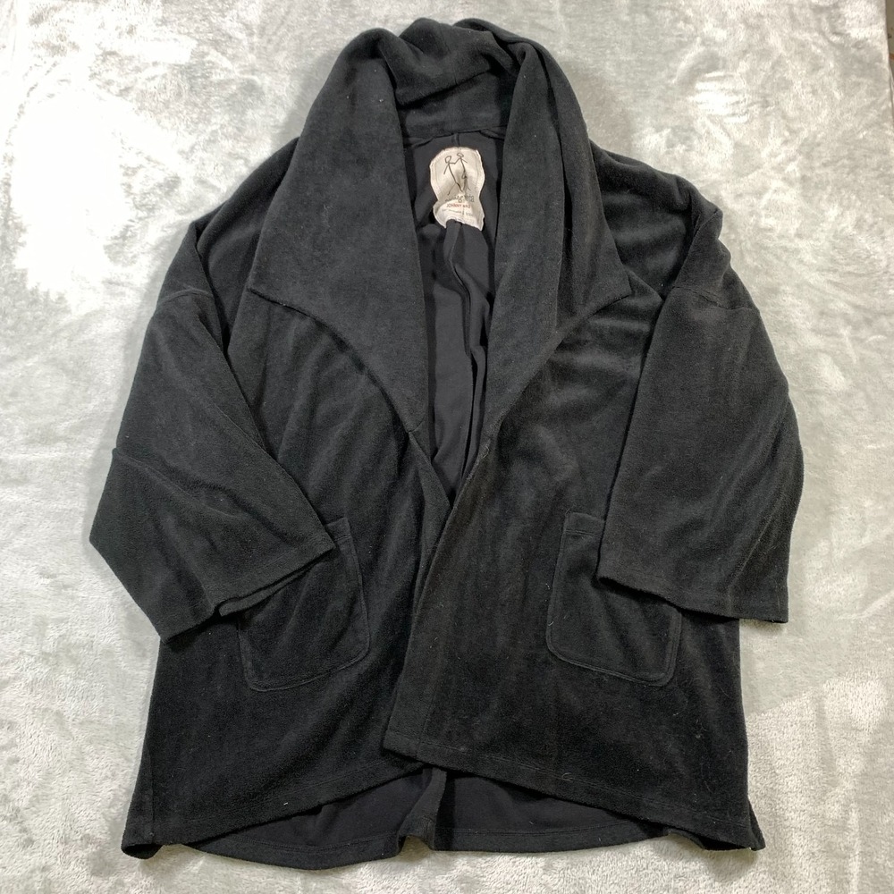 Johnny Was Pete Greta Jacket Womens XL Black‎ Terry Boho Shawl Collar Cardigan